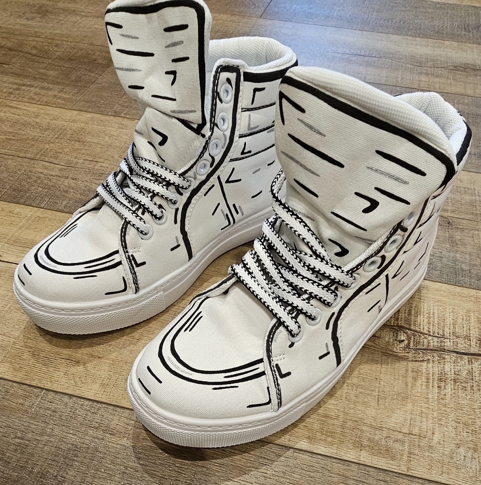 CARTOON 2D Style with Black Sketch Design🔥👟🔥 STATEMENT HIGH-TOPS